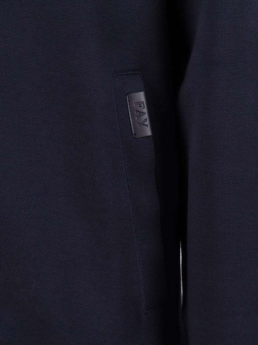 Fay Button Up Ribbed Sweatshirt Jacket