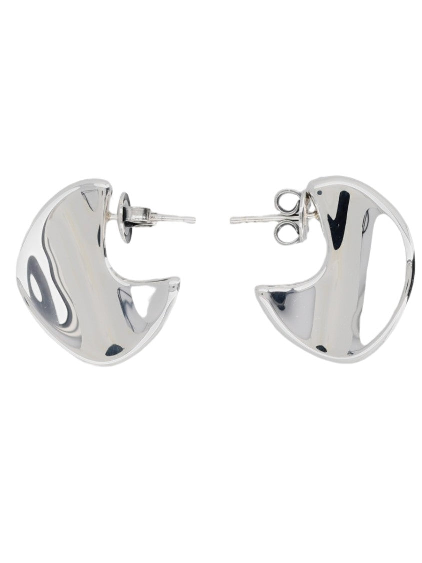 Bottega Veneta Small Curved Disc Earrings In Sterling Silver