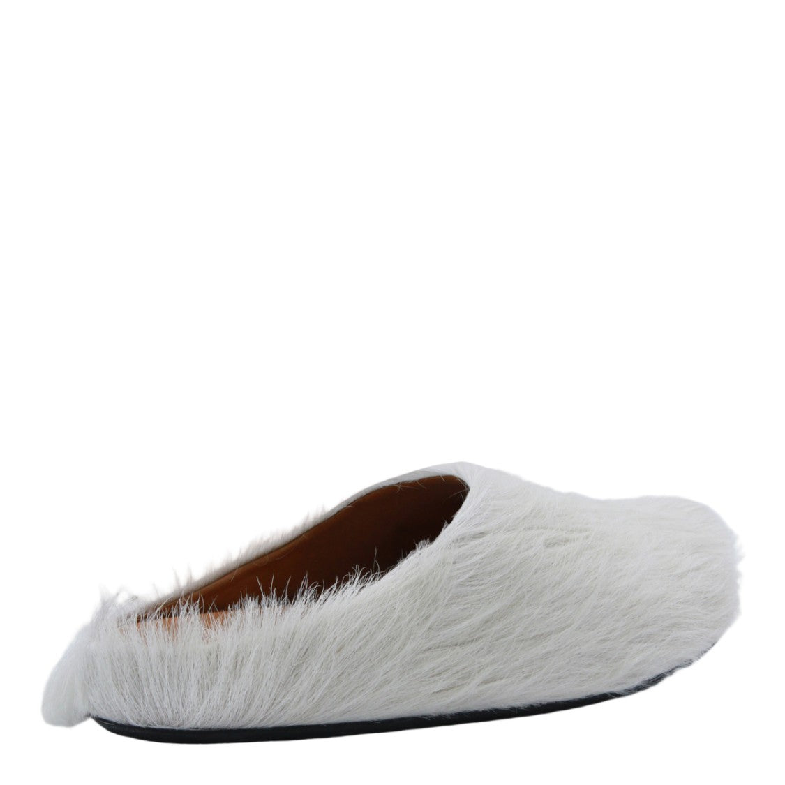 Marni White Faux Fur Slip-On Sandals