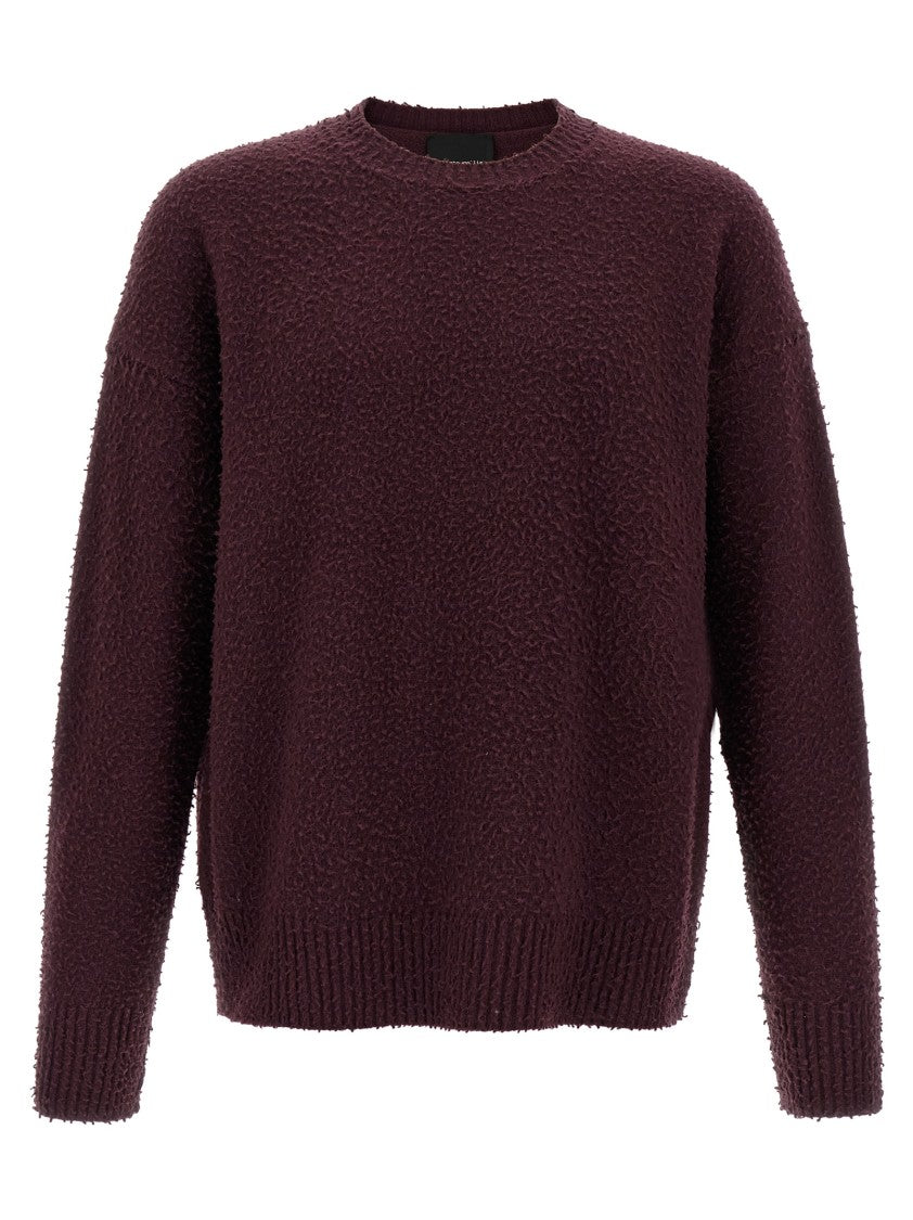 Roberto Collina Burgundy Casentino Wool Sweater With Ribbed Detailing