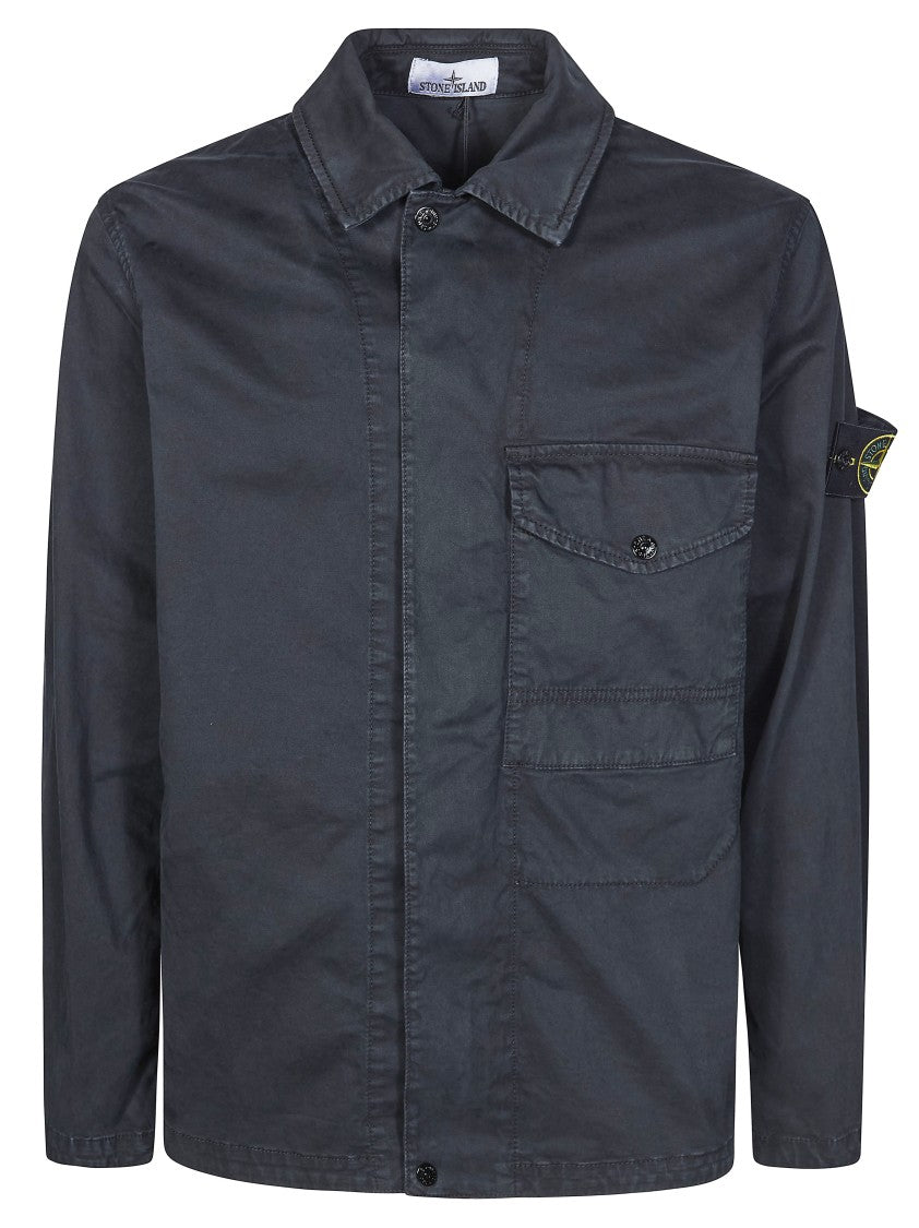 Stone Island Black Cotton Flap Pocket Jacket