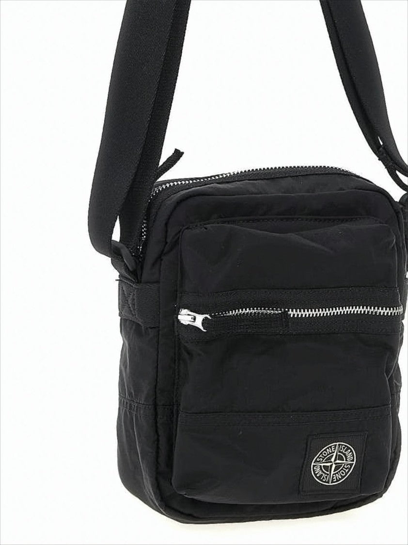 Stone Island Compact Crossbody Bag With Adjustable Strap And Logo Patch