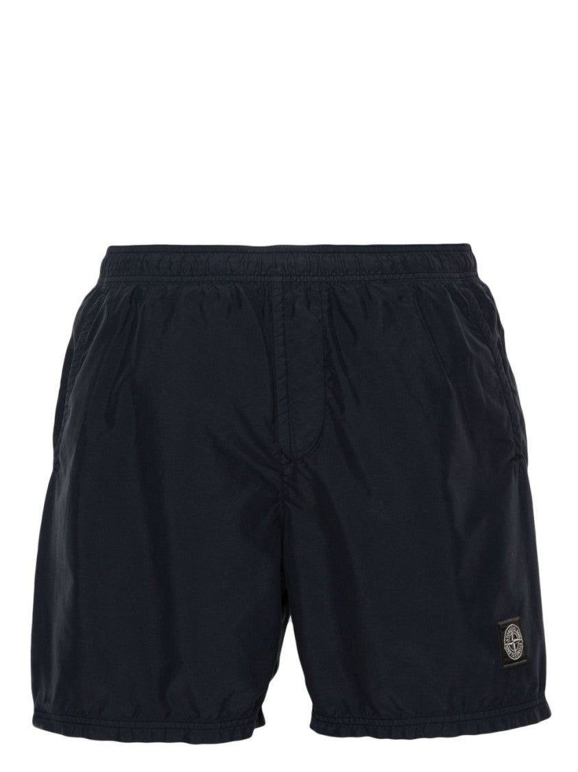 Stone Island Navy Blue Elasticated Waist Shorts
