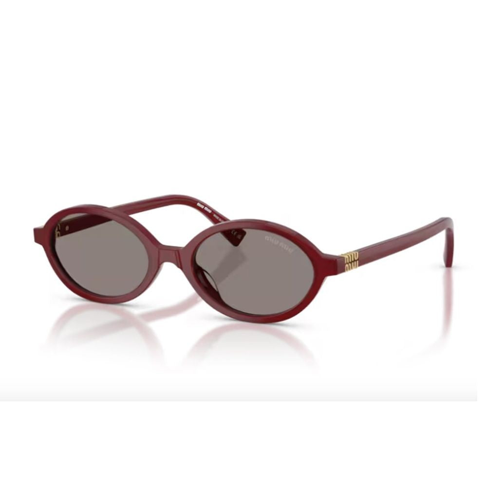 Miu Miu Compact Oval Sunglasses In Glossy Burgundy Acetate