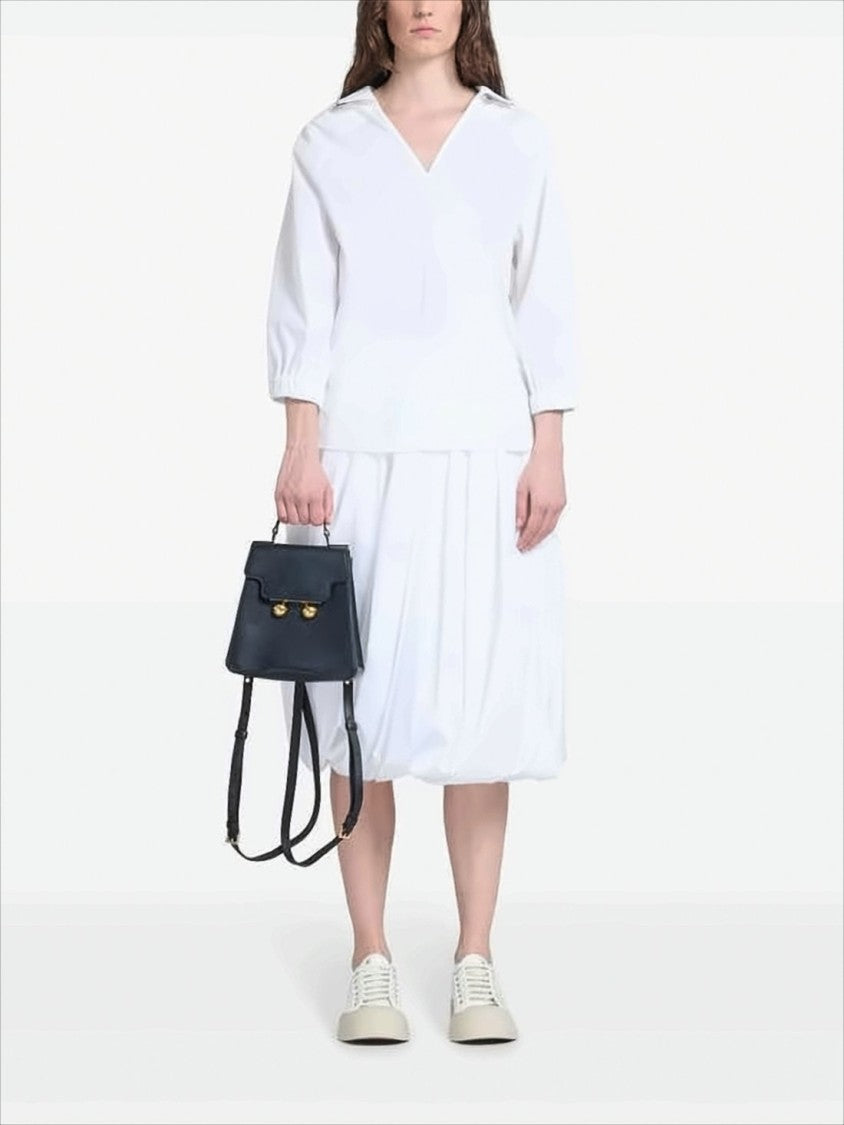 Marni Structured Black Calf Leather Backpack With Spherical Clasps