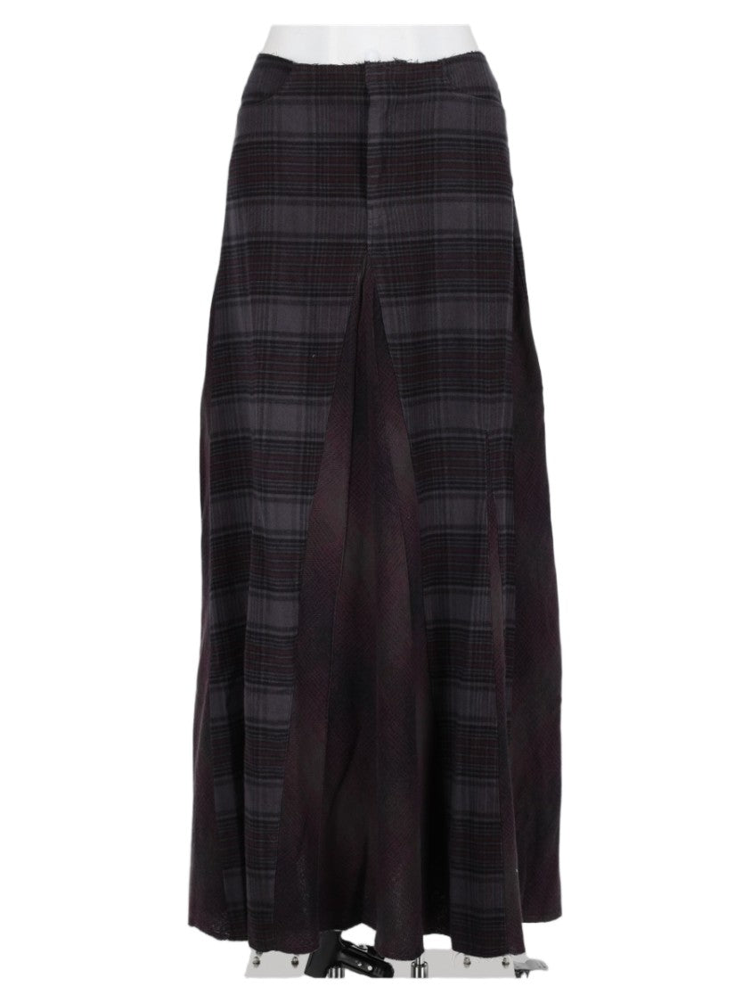 Our Legacy Black Plaid Flared Cotton Midi Skirt