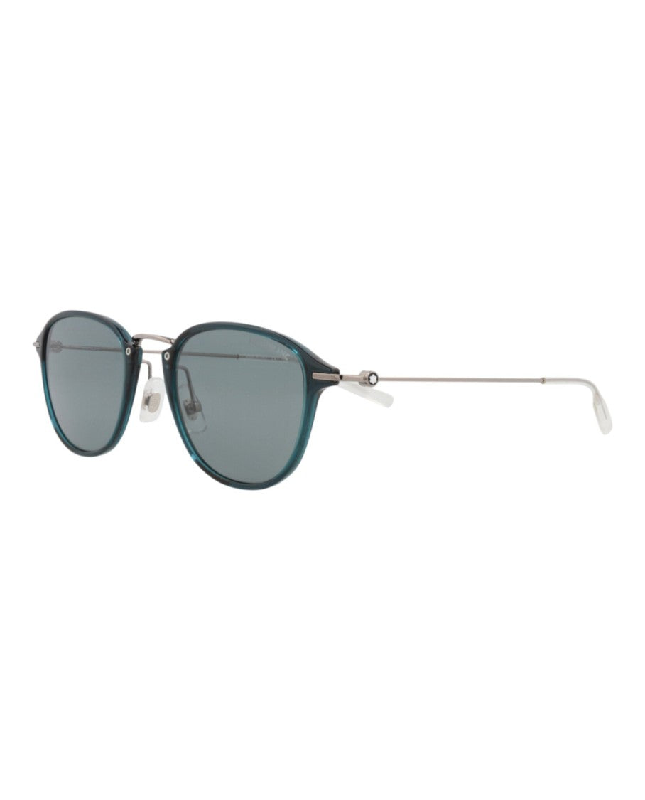 Montblanc Round-Frame Injection Sunglasses With Metal Temples