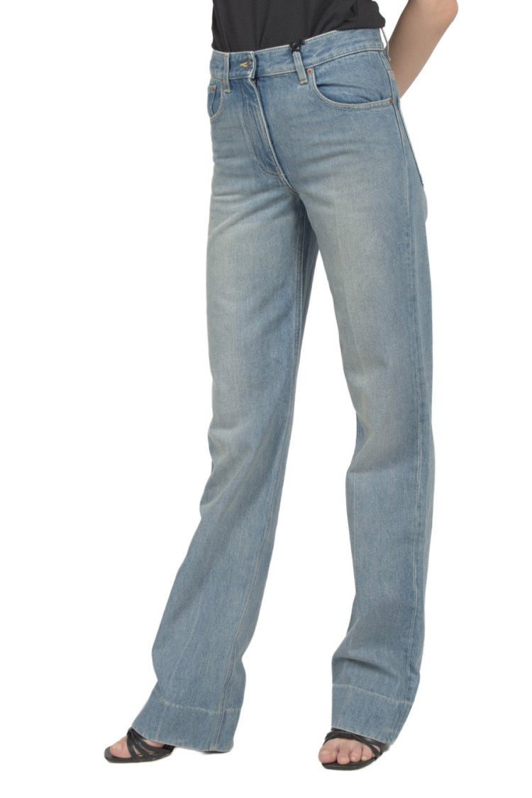 Valentino Blue Light Wash Cotton Wide-Leg Jeans