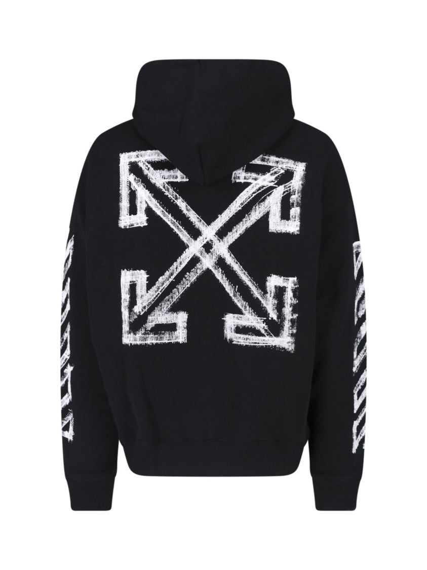 Off-White Motion Arrow Skate Black Cotton Hoodie With Distinctive Graphic Prints