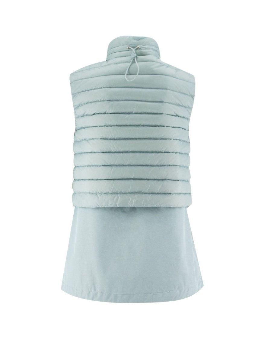 Duno Quilted Aqua Green Waistcoat With Adjustable Collar