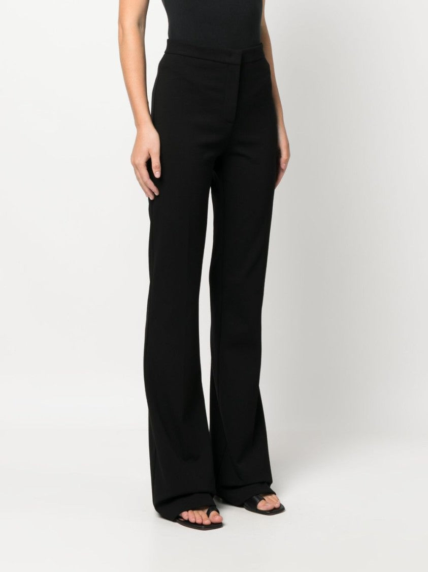 Pinko High-Waisted Black Crepe Trousers With Concealed Fastening