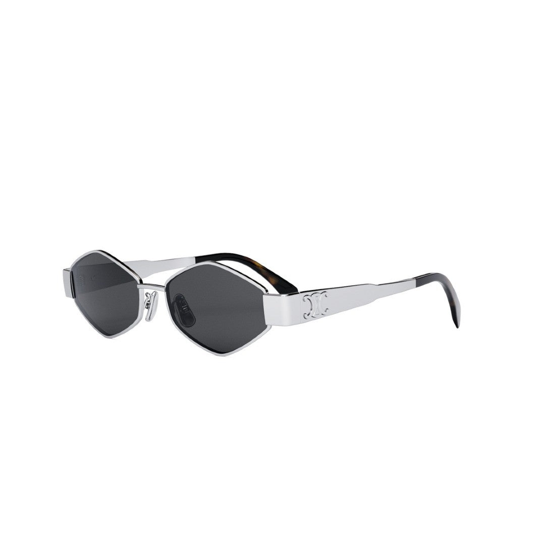 Celine Geometric Silver Metallic Sunglasses With Logo Detail