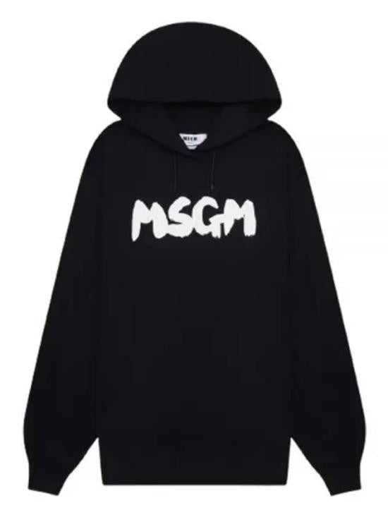Msgm Black Hooded Sweatshirt With Bold Graphic Logo