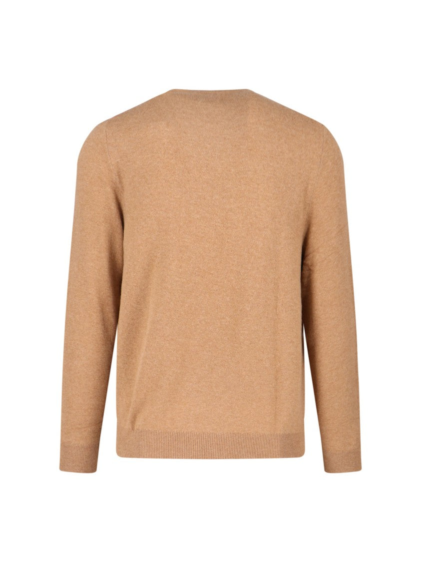 Polo Ralph Lauren Classic Brown Crew Neck Sweater With Subtle Logo Detail