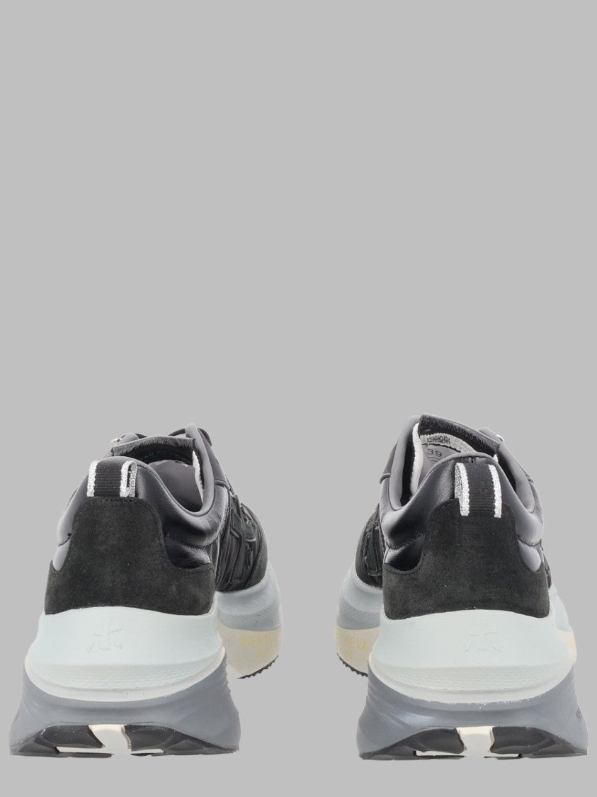Premiata White Suede Fabric Overlay Chunky Sneakers
