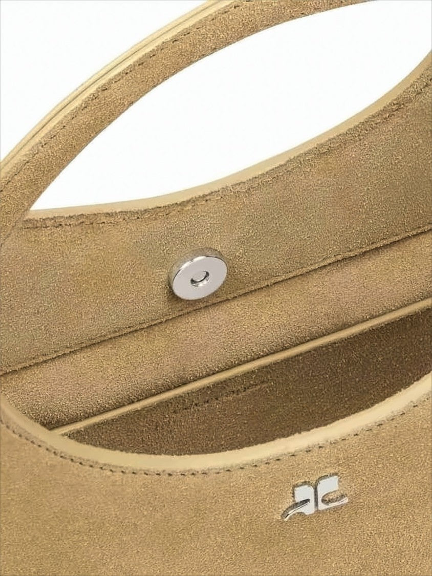 Courrèges Minimalist Brown Tote Bag With Rounded Top Handle