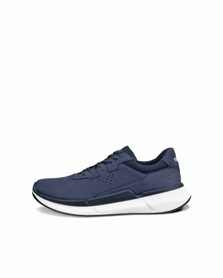Ecco Deep Navy Leather Sneakers With Patterned Laces