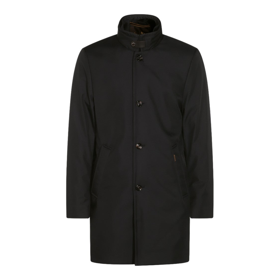 Moorer Tailored Black Coat With High Collar