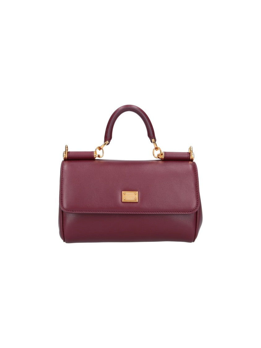 Dolce & Gabbana My Sicily Bordeaux Red Mini Leather Shoulder Bag