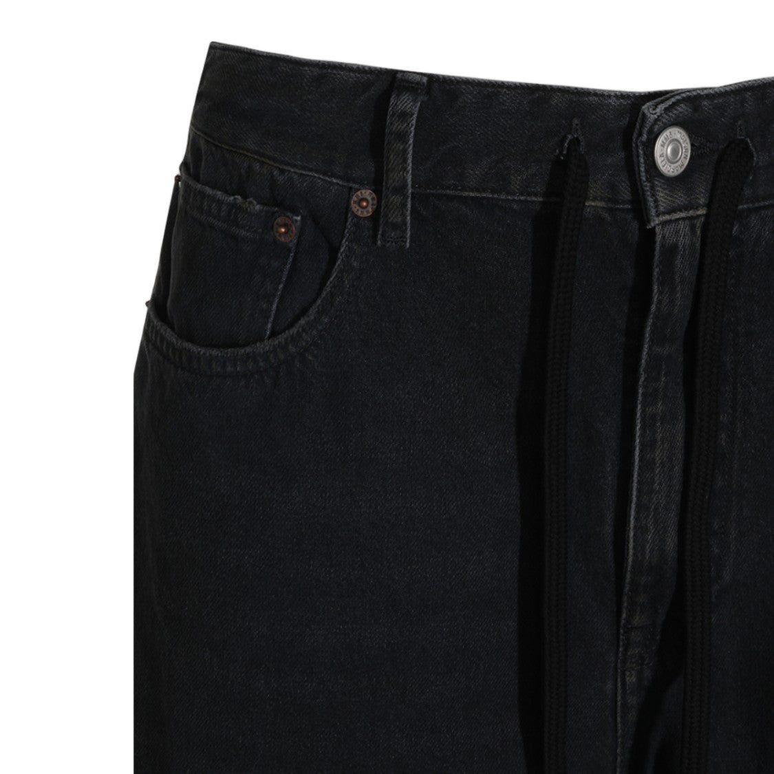 Mm6 By Maison Margiela Indigo High-Waisted Drawstring Straight-Leg Jeans