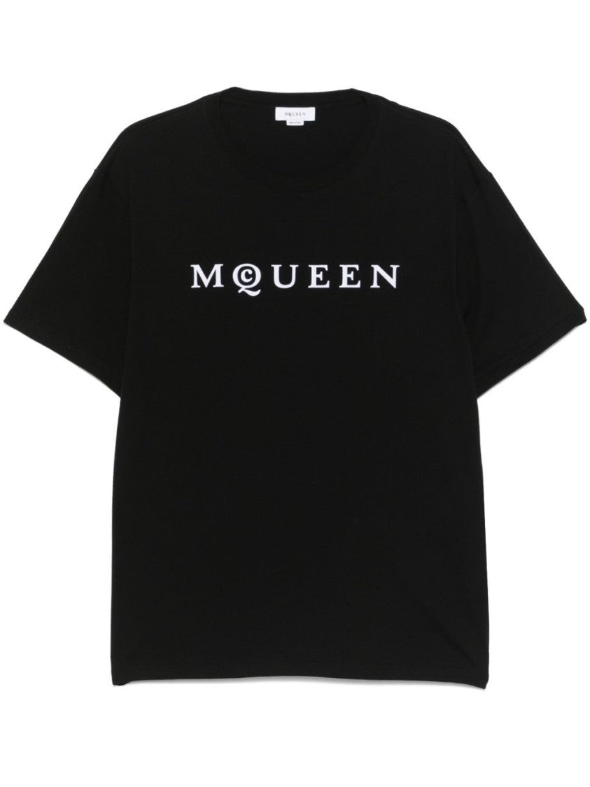 Alexander Mcqueen Crew Neck Logo T-Shirt In Soft Cotton Jersey