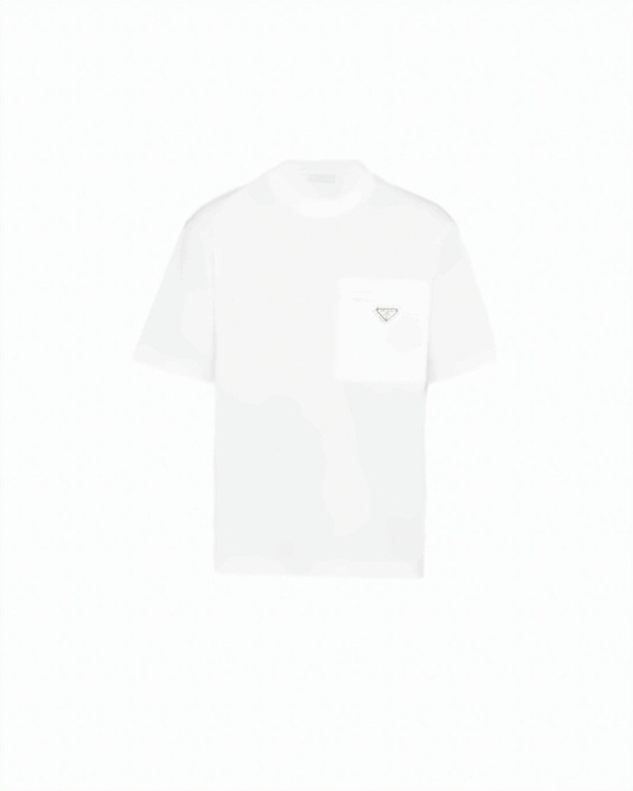Prada Classic Crew Neck T-Shirt With Subtle Logo Pocket