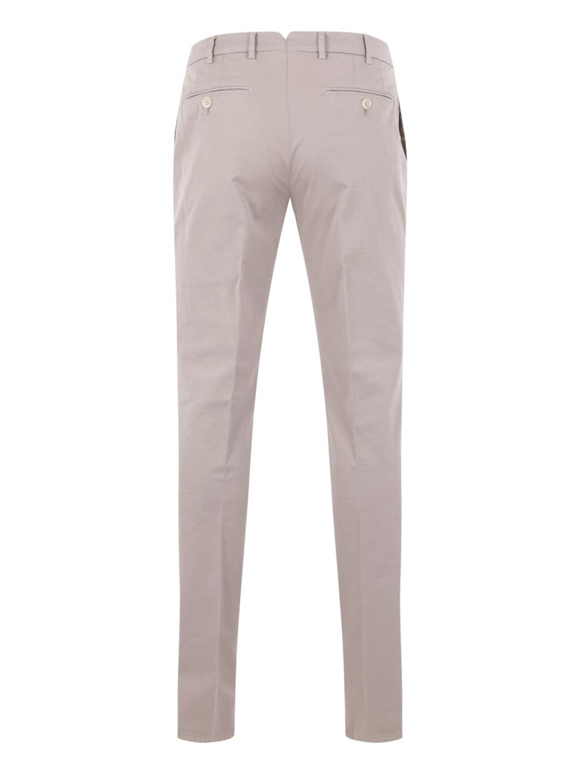 Brunello Cucinelli Beige Central Pleat Cotton Formal Pants