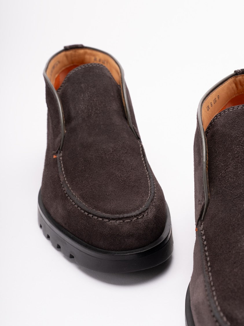 Santoni Calf Leather Loafers With Rounded Toe