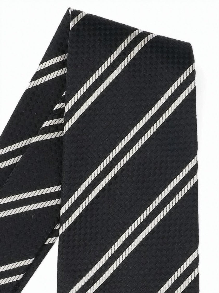 Tom Ford Textured Silk Necktie With Diagonal White Stripes
