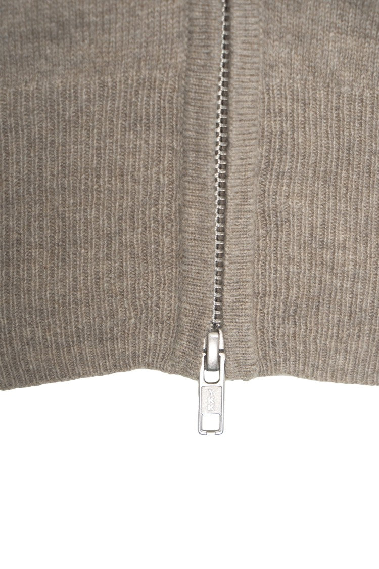 Soft Goat Cashmere Zip-Up Sweatshirt