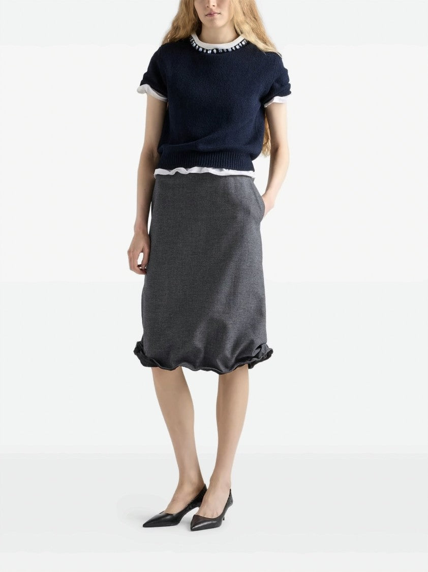 Prada Black Wool-Cashmere Jewel Embellished Sweater