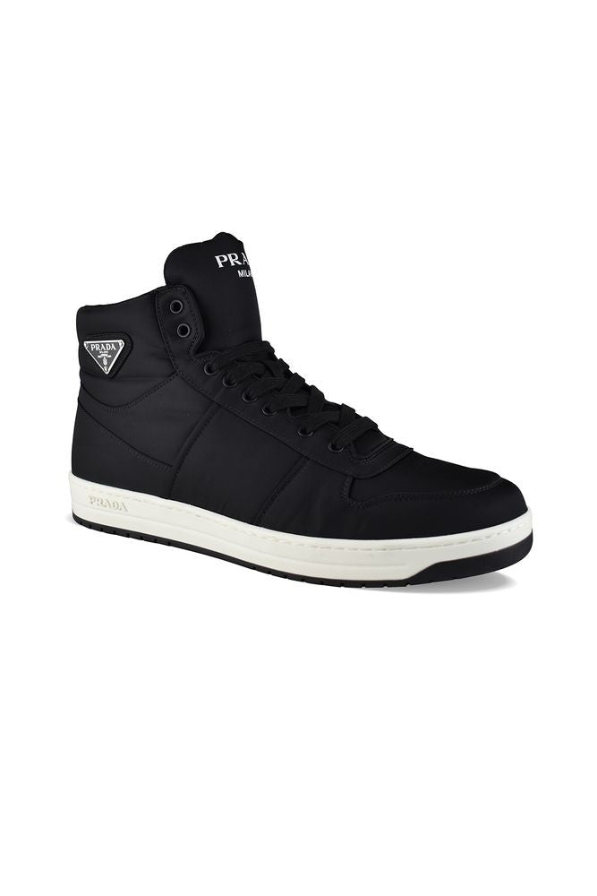 Prada High-Top Sneakers In Smooth Black Nylon