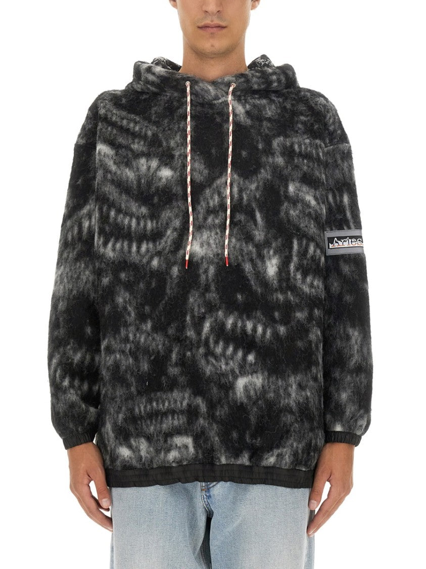 Aries Textured Grey Oversized Sweatshirt