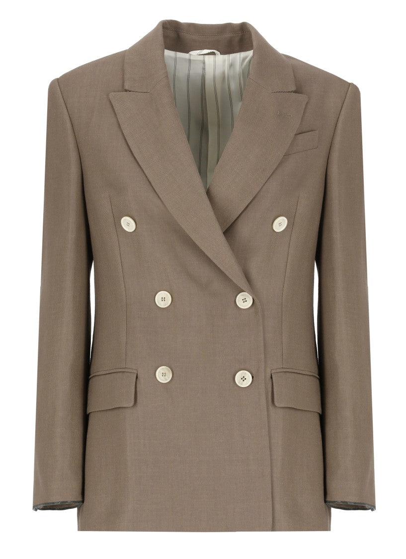 Brunello Cucinelli Brown Linen Blend Blazer