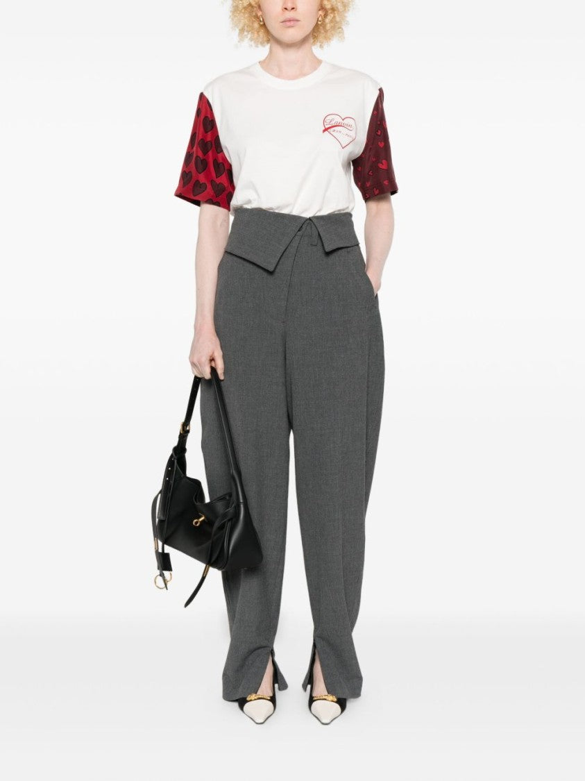 Lanvin White Heart Print Short Sleeve Top