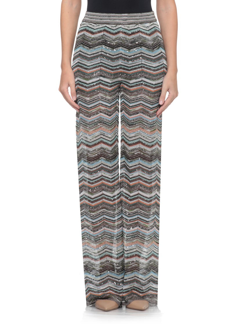 Missoni Wide-Leg Viscose Pants With All-Over Multicolor Lurex Pattern