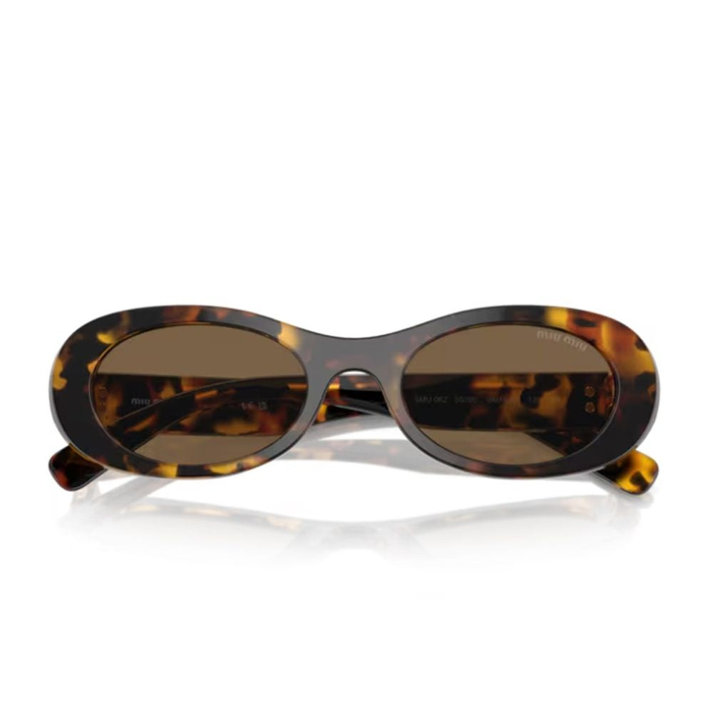 Miu Miu Oversized Oval Sunglasses In Dark Havana Acetate