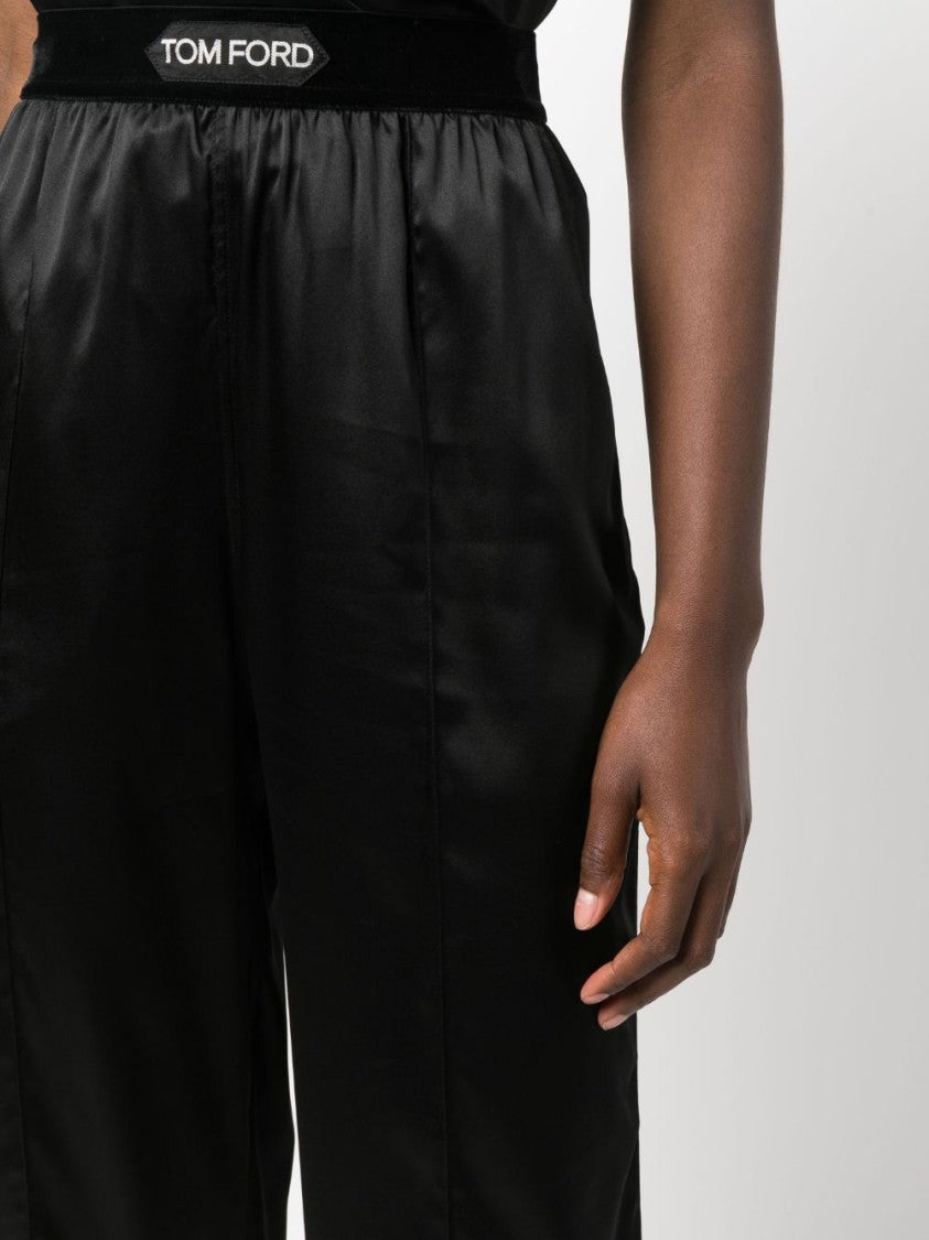 Tom Ford High-Waisted Stretch-Silk Satin Trousers