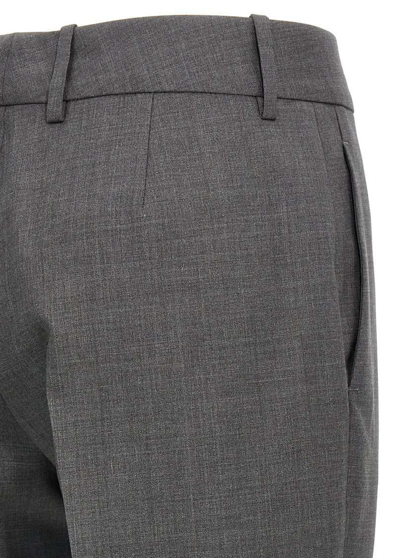Ermanno Scervino Melange Virgin Wool Trousers With Stretched Crease