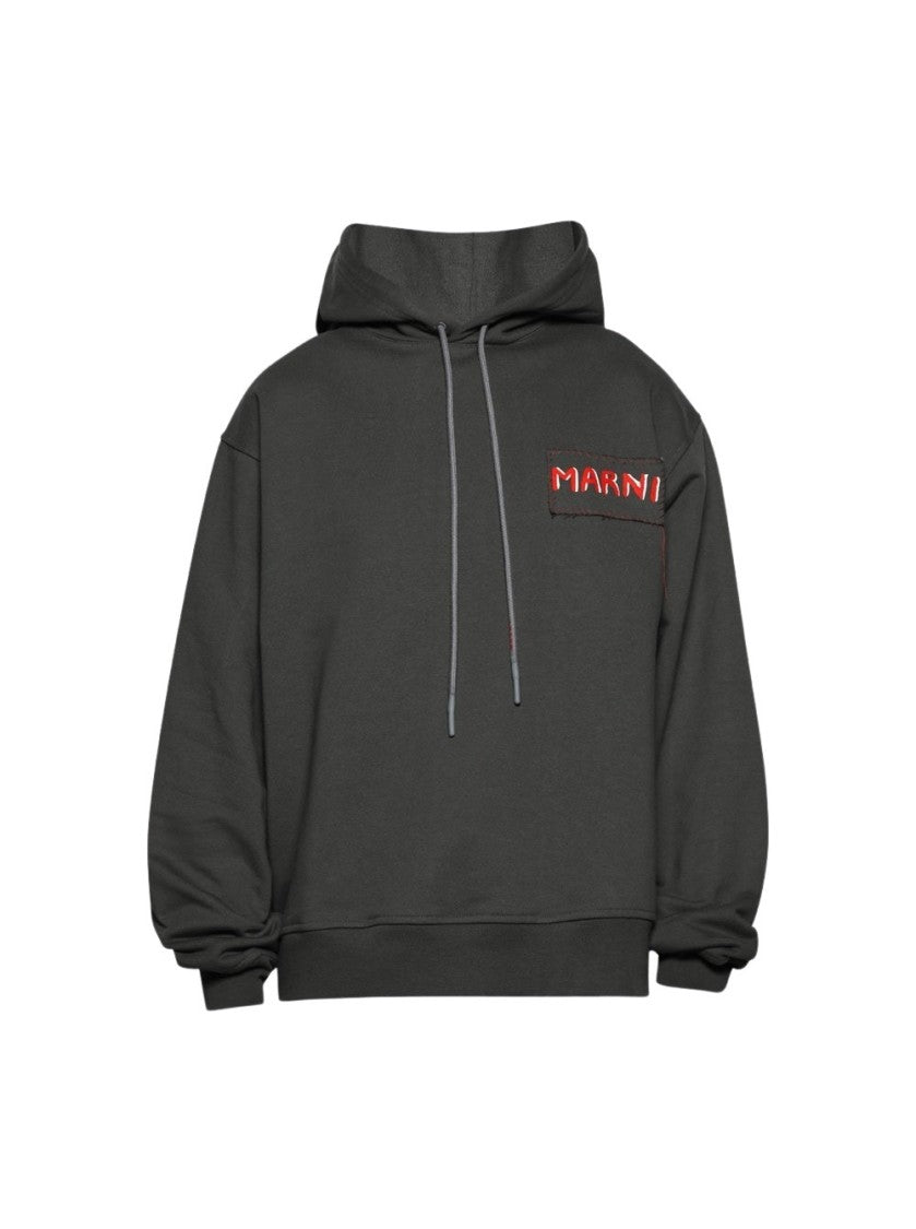 Marni Relaxed-Fit Grey Hoodie With Oversized Sleeves