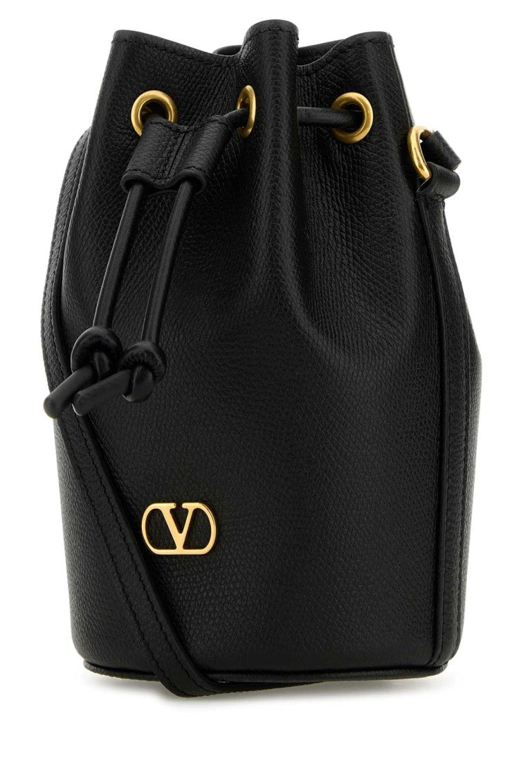 Valentino Garavani Black Leather Bucket Bag