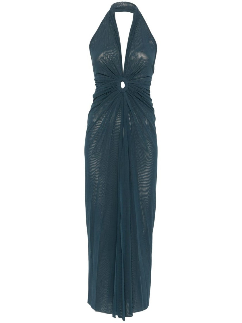 Fisico Ocean Blue Halterneck Dress With Open Back