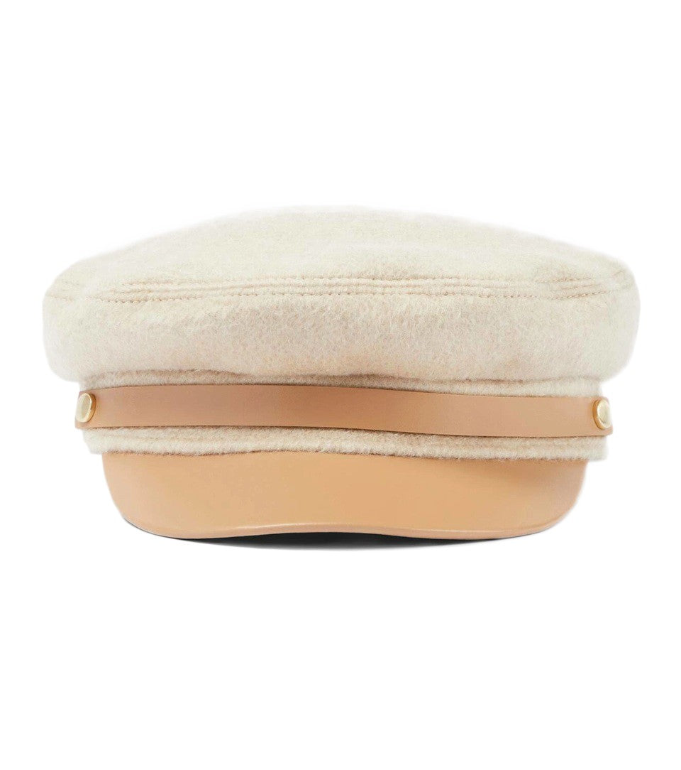 Max Mara Structured Cashmere Crown Hat With Leather Visor