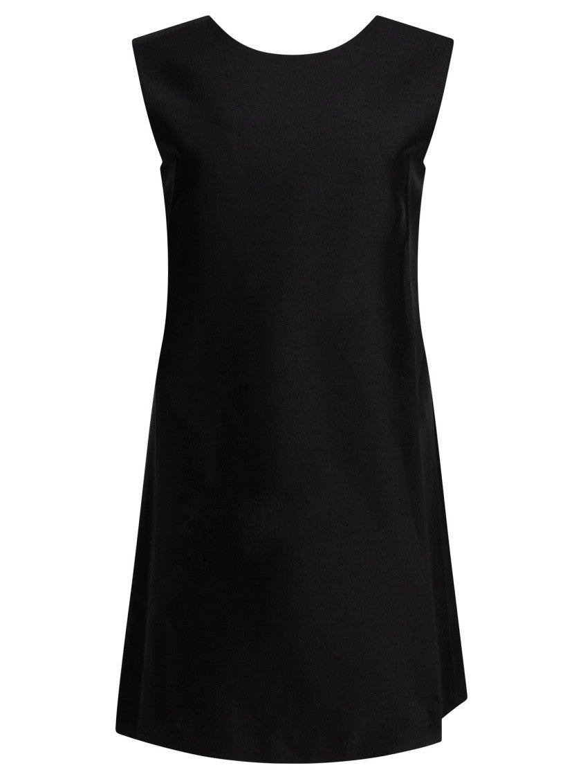 Sandbeige Black Dress With Flared Silhouette