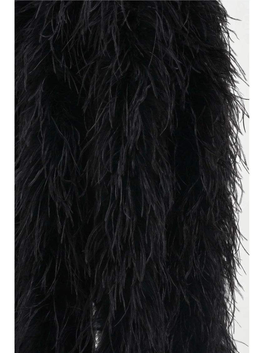 Alma Sanchez Alma Sanchez Body Dress With Dramatic Feather Overlay
