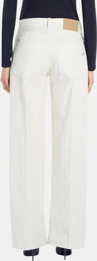 Dondup Wide-Leg White Corduroy Pants With Functional Pockets