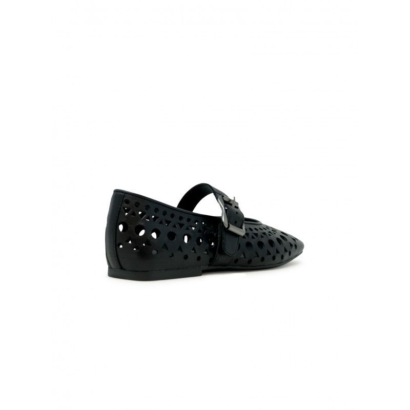 Ash S25-Brook01 Black Leather Ballerina Flat Shoes