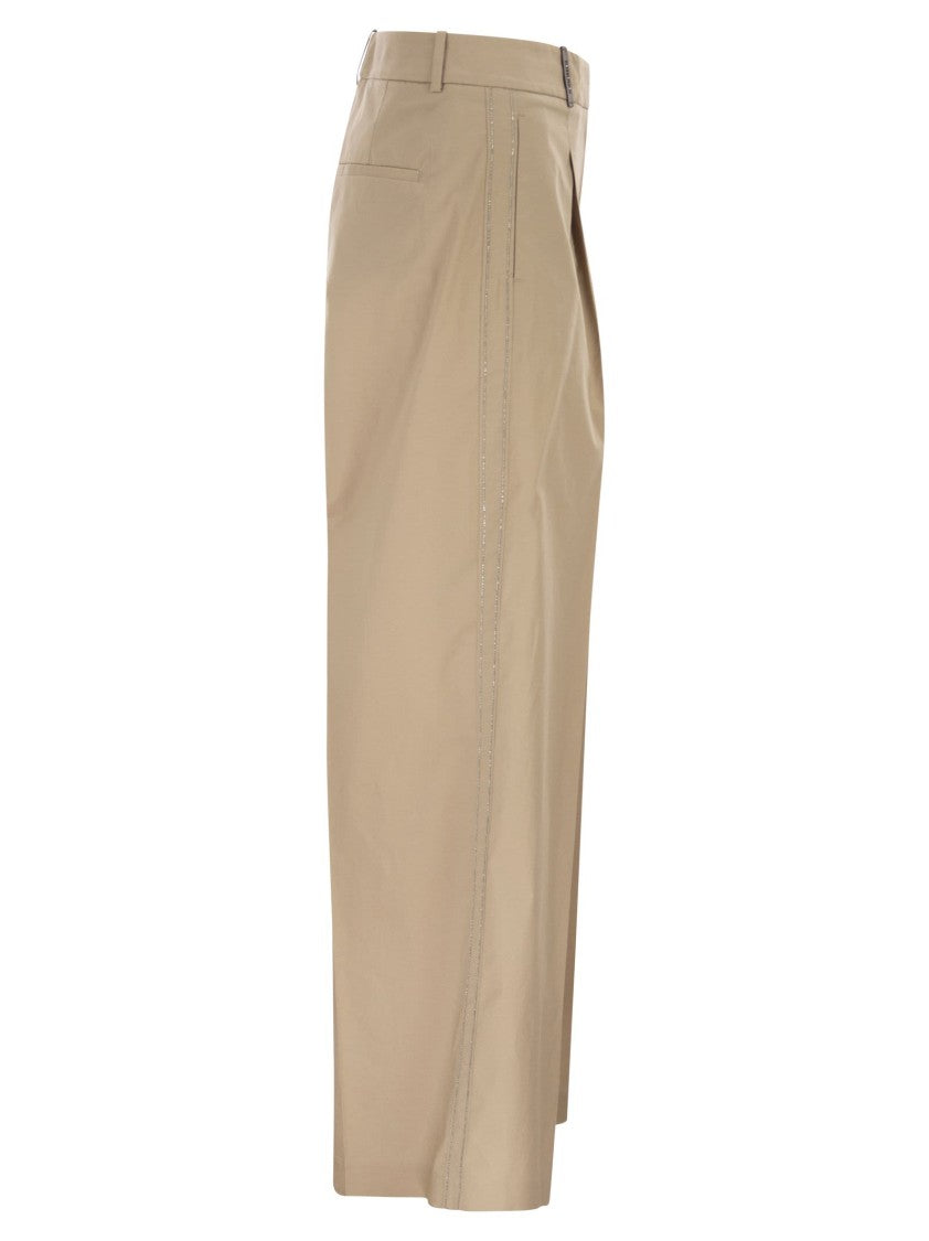 Peserico Tailored Trousers In Stretch Cotton With Pleats