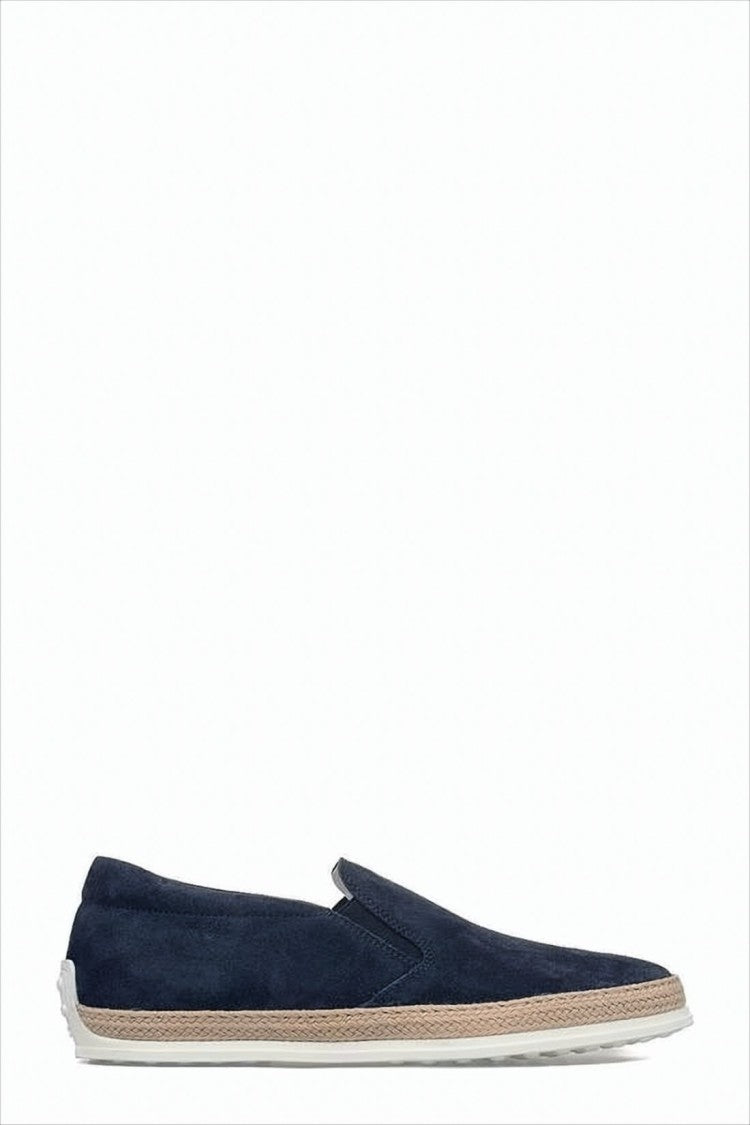 Tod's Slip-On Blue Suede And Leather Sneakers With Textured Sole
