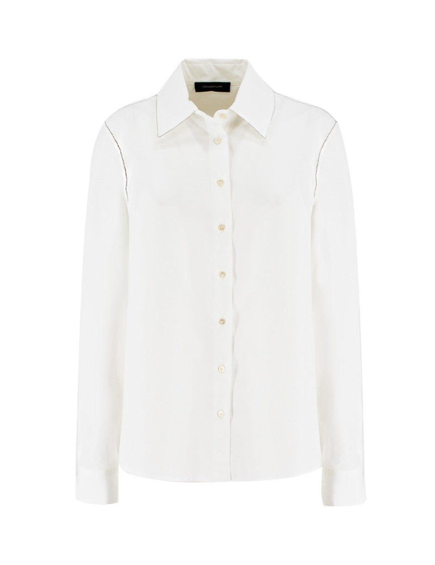 Fabiana Filippi Optical White Blouse With Diamond Thread Embroidery